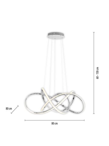 Just Light Lampa wisząca LED "Kiribi" w kolorze srebrnym - wys. 150 x Ø 80 cm