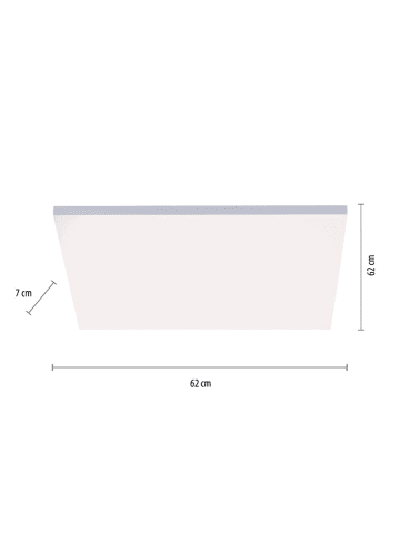 Just Light Lampa sufitowa LED "Frameless" w kolorze białym - 62 x 7 x 62 cm