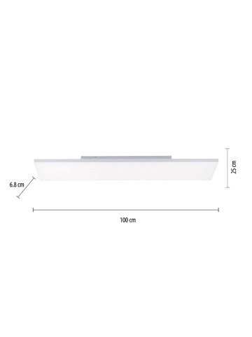 Just Light Lampa sufitowa LED "Frameless" w kolorze białym - 100 x 6,8 x 25 cm