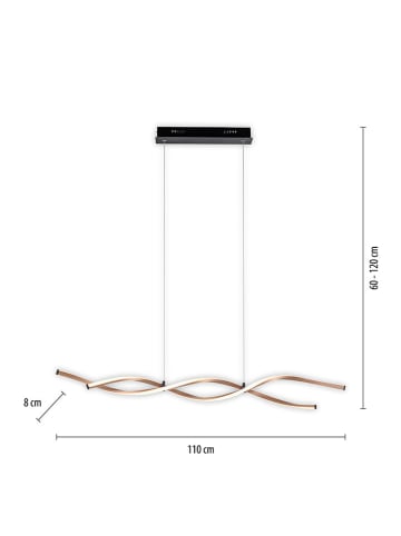 JUST LIGHT. LED-Hängeleuchte "Polia" in Schwarz/ Gold - (B)110 x (H)120 x (T)8 cm