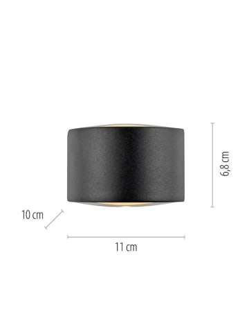 Paul Neuhaus Ledwandlamp zwart - (H)6,8 x Ø 11 cm