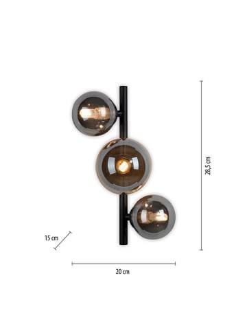 Paul Neuhaus Ledwandlamp zwart - (B)20 x (H)28,5 cm