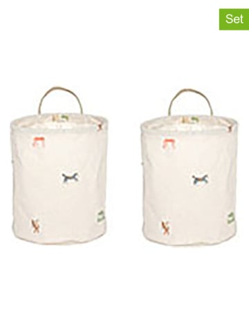 OYOY mini 2-delige set: opbergmanden "Moira" crème - (H)22 x  Ø 18 cm