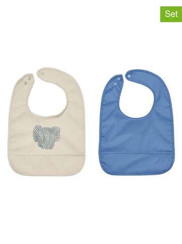 OYOY mini 2er-Set: Lätzchen "Erik Elephant" in Creme/ Blau