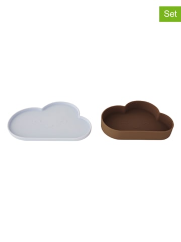 OYOY mini 2-delige serviesset "Chloe Cloud" lichtblauw/bruin