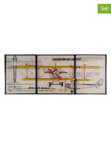 Anticline 3tlg. Wanddekor-Set in Beige - (B)132 x (H)51 x (T)11 cm
