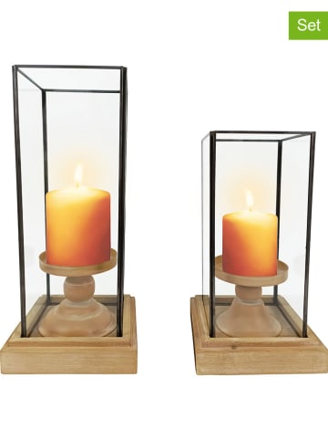 Anticline 2er-Set: Kerzenständer in Hellbraun/ Schwarz