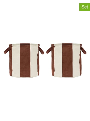 OYOY living design Kosze (2 szt.) "Kara" w kolorze brązowym - wys. 32 x  Ø 32 cm