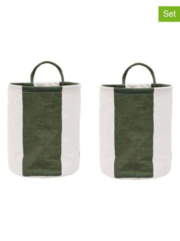 OYOY living design Kosze (2 szt.) "Kara" w kolorze zielonym - wys. 22 x  Ø 18 cm