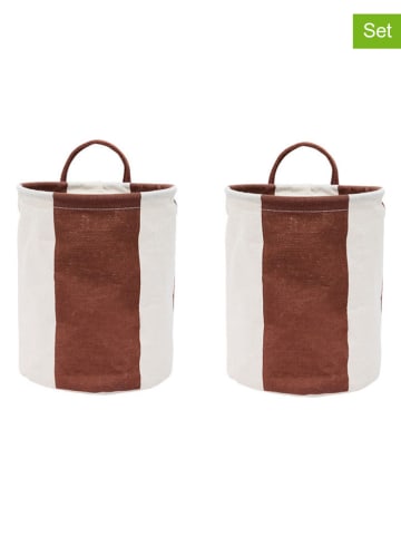 OYOY living design Kosze (2 szt.) "Kara" w kolorze brązowym - wys. 22 x Ø 18 cm