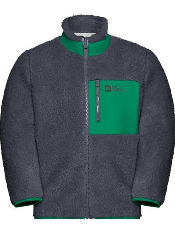 Jack Wolfskin Kurtka polarowa "Ice Curl" w kolorze antracytowo-zielonym