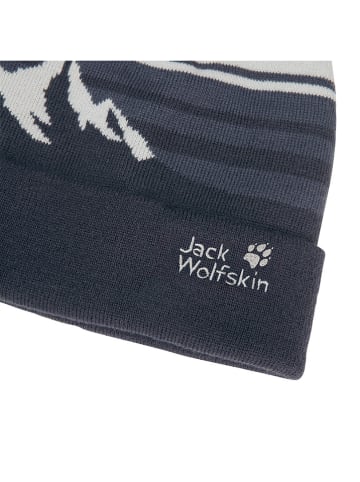 Jack Wolfskin Mütze "Stripy Pompom" in Dunkelblau/ Weiß