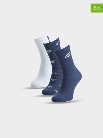4F 3er-Set: Socken in Blau/ Grau/ Weiß