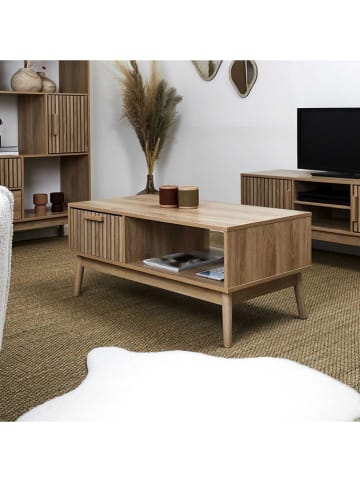 THE HOME DECO FACTORY Couchtisch "Klaus" in Hellbraun - (B)100 x (H)43 x (T)50 cm