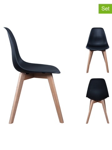 THE HOME DECO FACTORY 2-delige set: eetkamerstoelen zwart - (B)46,2 x (H)86,4 x (D)52 cm