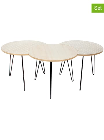 THE HOME DECO FACTORY 3-delige set: bijzettafels lichtbruin/wit