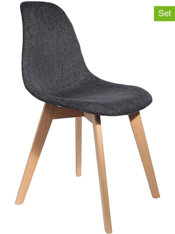 THE HOME DECO FACTORY 2er-Set: Esszimmerstühle in Schwarz/ Natur - (B)55 x (H)85 x (T)46 cm