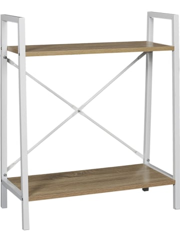 THE HOME DECO FACTORY Regał stojący w kolorze jasnobrązowo-białym - 60 x 70 x 27 cm