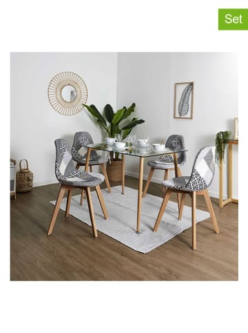 Ethnical Life 2-delige set: eetkamerstoelen grijs - (B)47 x (H)87 x (D)53 cm