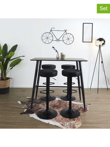 THE HOME DECO FACTORY 2-delige set: barkrukken "Mumford" zwart - Ø 36 cm