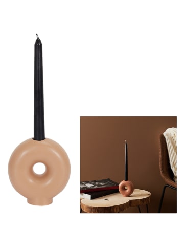 THE HOME DECO FACTORY Świecznik w kolorze jasnobrązowym - 10 x 11 x 4,5 cm