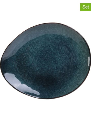 THE HOME DECO FACTORY 12-delige set: ontbijtborden blauw - (L)22 x (B)18 cm