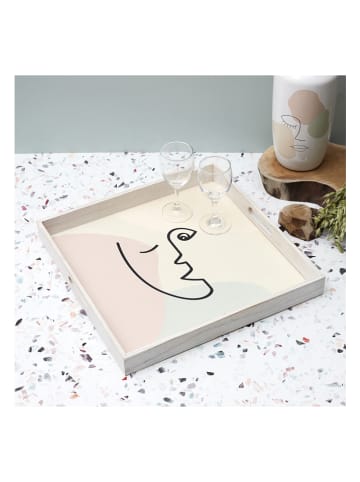 THE HOME DECO FACTORY Tablett "Arty" in Grün/ Rosa/ Beige - (L)40 x (B)40 cm