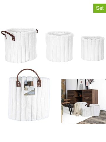 THE HOME DECO FACTORY 3-delige set: opbergmanden wit/bruin