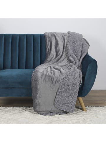 THE HOME DECO FACTORY Pled flanelowy w kolorze szarym - 200 x 140 cm