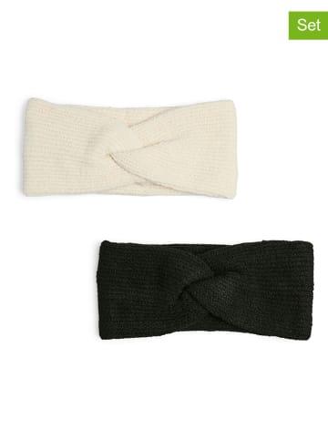 Pieces 2-delige set: hoofdbanden crème/zwart