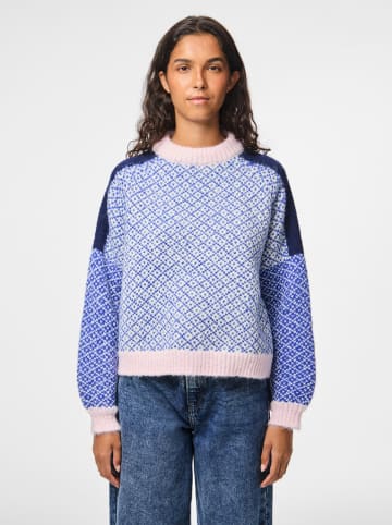 Pieces Sweter w kolorze jasnoróżowo-granatowym