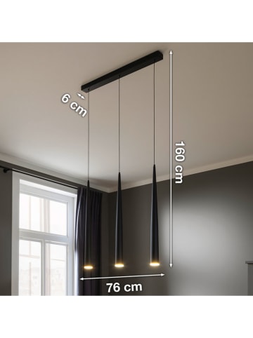 FH Lighting LED-Pendelleuchte "Cone" in Schwarz - (B)76 x (H)160 x (T)6 cm