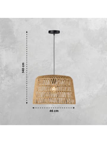 FH Lighting Pendelleuchte "Macra" in Schwarz/ Beige - Ø 46 cm x (H)140 cm