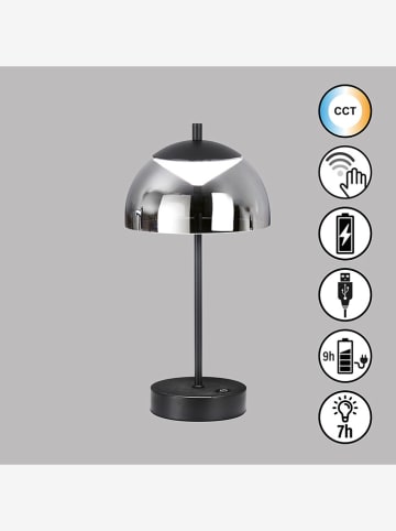FH Lighting Ledtafellamp "Riva" zilverkleurig/zwart - (H)35 x Ø 18 cm