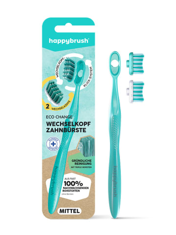 happybrush 2er-Set: Zahnbürsten "EcoChange Color Mix" in Bunt
