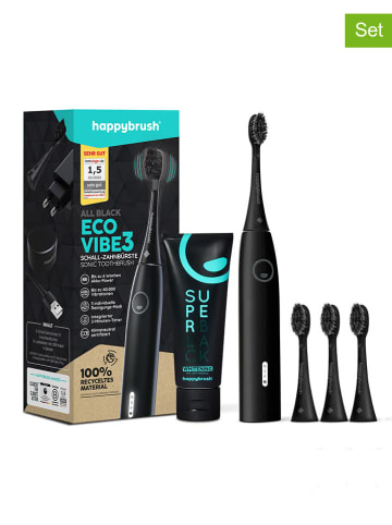 happybrush Elektrische Zahnbürste mit Zubehör "V3 (AllBlack)" in Schwarz