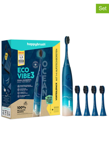 happybrush Elektrische Zahnbürste mit Zubehör "Eco V3 Ocean" in Blau