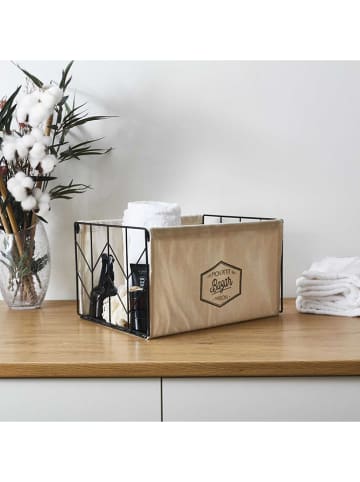 The Home Deco Kids Aufbewahrungskorb in Creme/ Schwarz - (B)38 x (H)28 x (T)22 cm