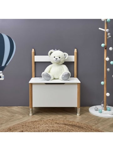 The Home Deco Kids Ławka "Crayon" w kolorze biało-brązowym - 60 x 80 x 34 cm