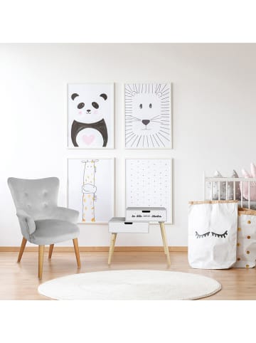 The Home Deco Kids Stolik nocny w kolorze białym - 55 x 51,5 x 22 cm