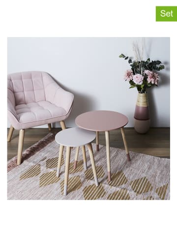 THE HOME DECO FACTORY Set van twee bijzettafels lichtroze