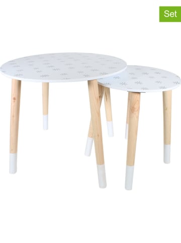 THE HOME DECO FACTORY 2-delige set: bijzettafels wit/lichtbruin