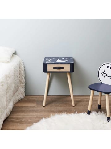 The Home Deco Kids Dziecięcy stolik nocny w kolorze granatowym - 35 x 48 x 35 cm