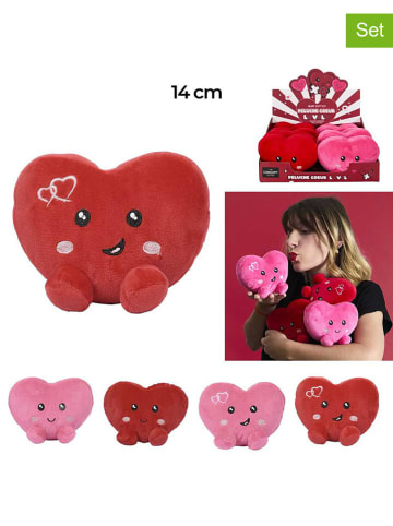 The Home Deco Kids 4-delige set: knuffeldieren ''Kawaii Heart'' rood/lichtroze - vanaf de geboorte