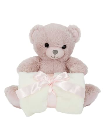 The Home Deco Kids Plaid mit Kuscheltier in Weiß/ Rosa - (L)70 x (B)70 cm