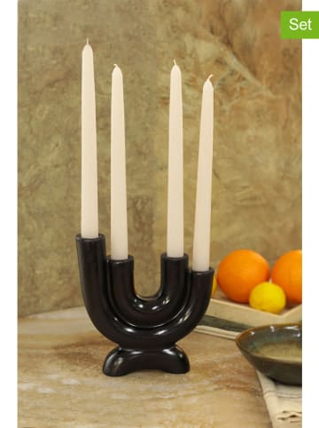Lucky Bees 5-delige set: staafkaarsen & kaarshouder wit/zwart