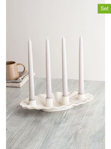 Lucky Bees 5-delige set: staafkaarsen & kaarshouder wit