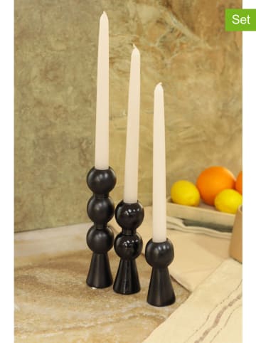Lucky Bees 6-delige set: staafkaarsen & kaarshouder wit/zwart