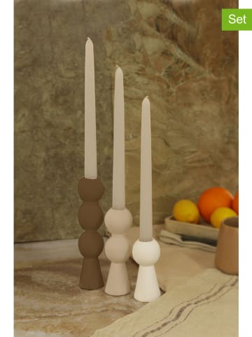 Lucky Bees 6-delige set: staafkaarsen & kaarshouder bruin/beige/wit