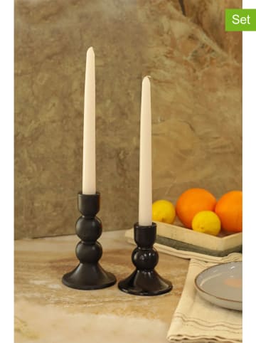 Lucky Bees 4tlg. Set: Stabkerzen & Kerzenhalter in Weiß/ Schwarz